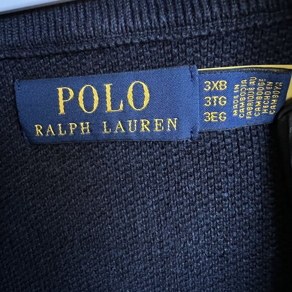 Polo Ralph Lauren Mens 3XB Navy 1/4 Zip Pullover Sweater Quiet Luxury Minimalist - Picture 2 of 11